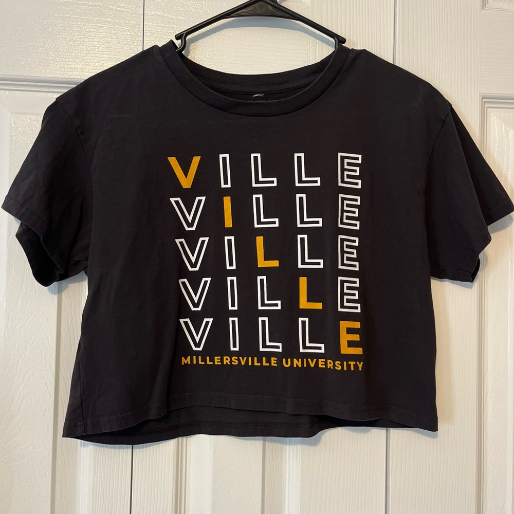 Black Millersville University Crop Top